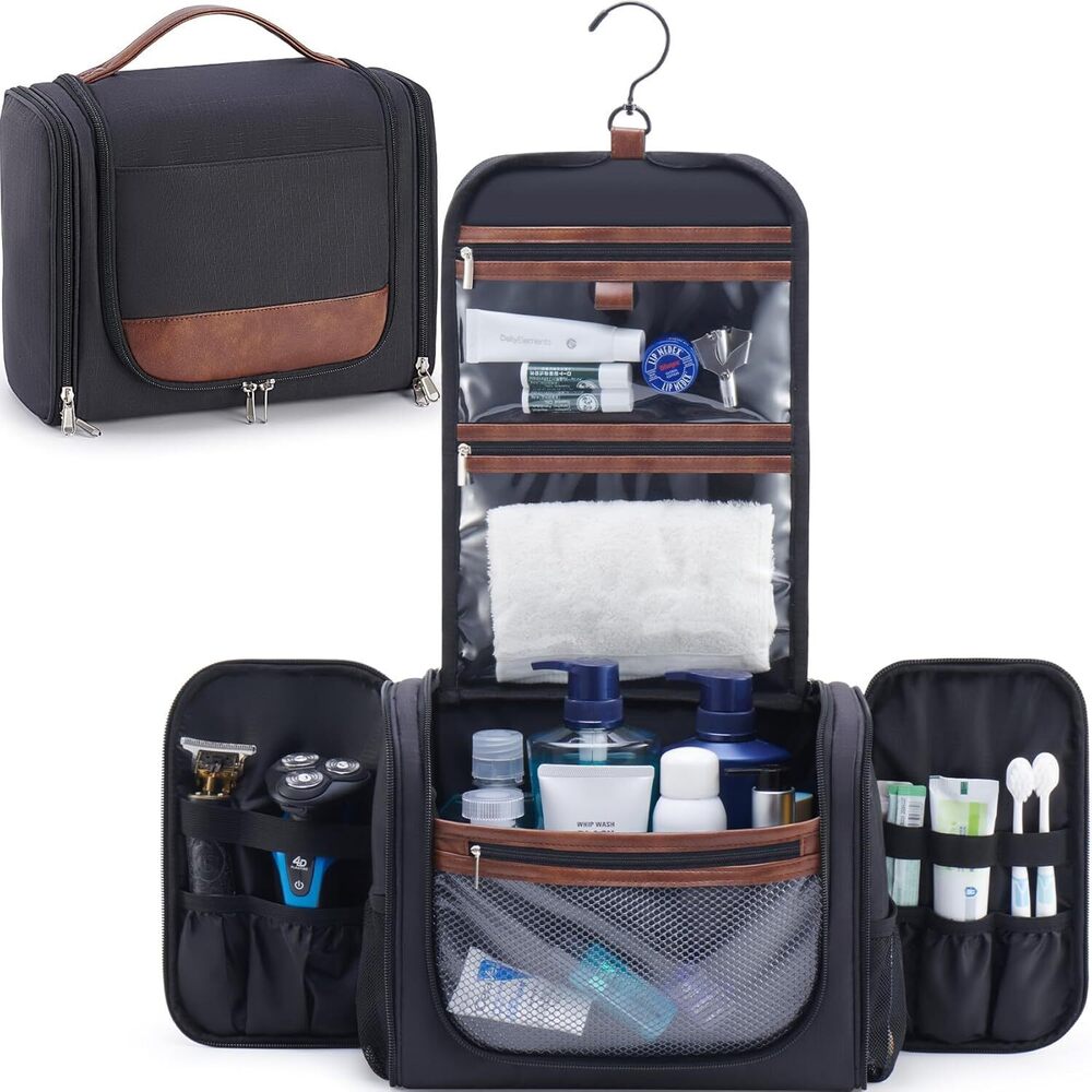 Large Hanging Toiletry Bag for Men, Travel Bathroom Bag with Hook